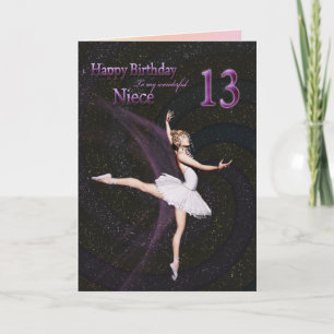 Nichtje van 13, een ballerina verjaardagskaart kaart