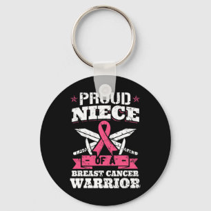 Nichtje van Borstkanker Warrior Pink Awareness Rib Sleutelhanger