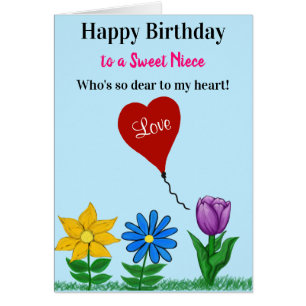 nichtje verjaardag liefde bloemenhart ballon