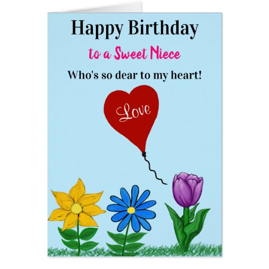 nichtje verjaardag liefde bloemenhart ballon (Voorkant)