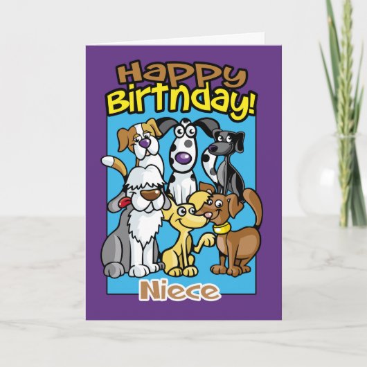Nichtje, verjaardagsfeest Honden, Veel honden Kaart (Voorkant)