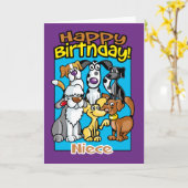 Nichtje, verjaardagsfeest Honden, Veel honden Kaart (Gele Bloem)