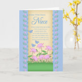 Nichtje verjaardagskaart bloemen en vlinders kaart (Gele Bloem)