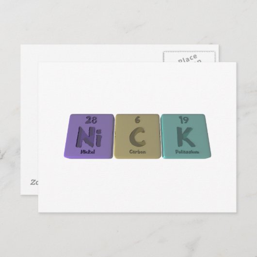 Nick als Nickel Kalium Briefkaart (Voorkant / Achterkant)