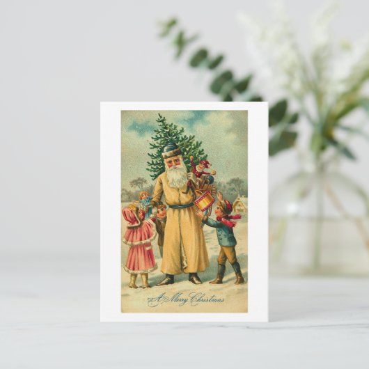 Nick en Kinderen met Kerstmis Feestdagenkaart (Staand voorkant)