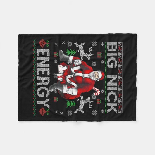 Nick Energy Funny Santa Christmas Ugly Sater Manne Fleece Deken (Voorkant (Horizontaal))
