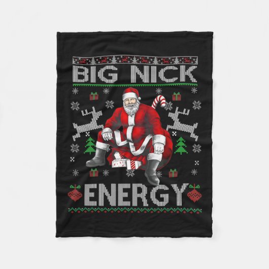 Nick Energy Funny Santa Christmas Ugly Sater Manne Fleece Deken (Voorkant)