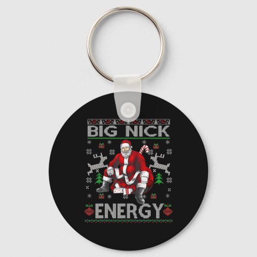 Nick Energy Funny Santa Christmas Ugly Sater Manne Sleutelhanger (Voorkant)