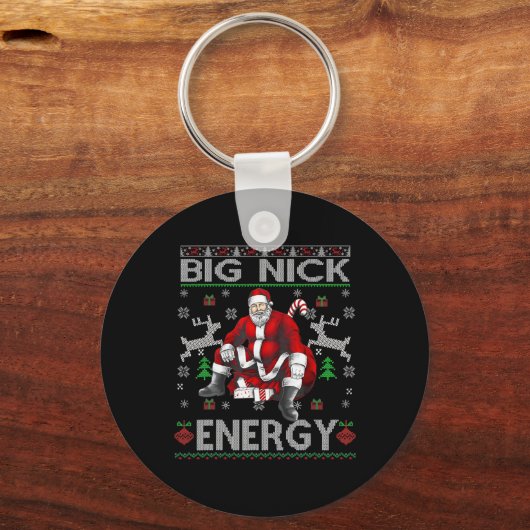 Nick Energy Funny Santa Christmas Ugly Sater Manne Sleutelhanger (Voorkant)