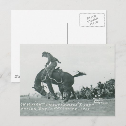 Nick Knight die T. Joe op Cheyenne Frotier Days ri Briefkaart (Voorkant / Achterkant)