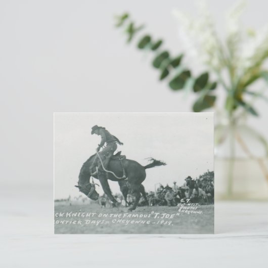 Nick Knight die T. Joe op Cheyenne Frotier Days ri Briefkaart (Staand voorkant)