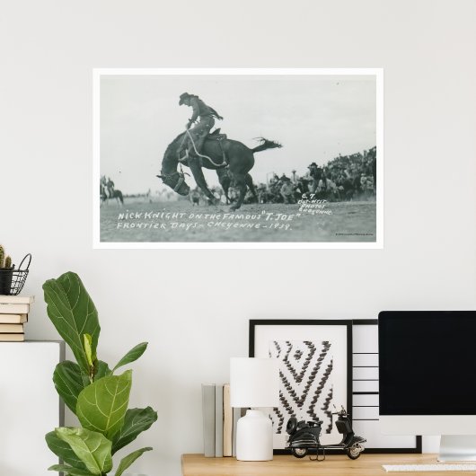Nick Knight die T. Joe op Cheyenne Frotier Days ri Poster (Thuiskantoor)
