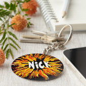 Nick Name Star on Fire Sleutelhanger (Zijkant)