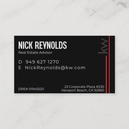 Nick Reynolds Visitekaartje (Voorkant)