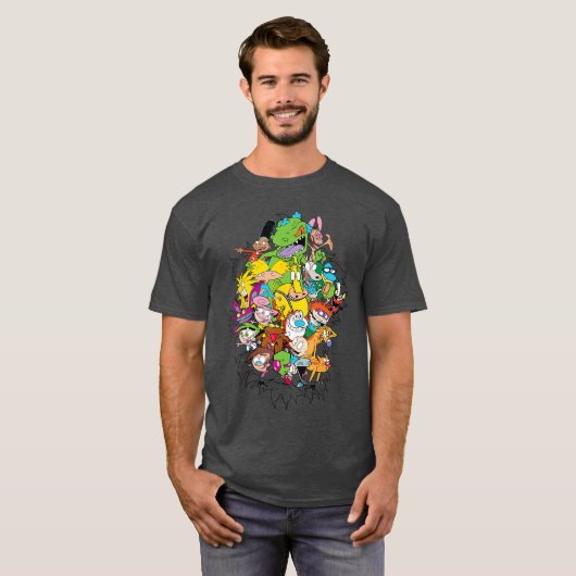 Nickelodeon Classic Characters Burstinghrough ee f T-shirt (Voorkant volledig)