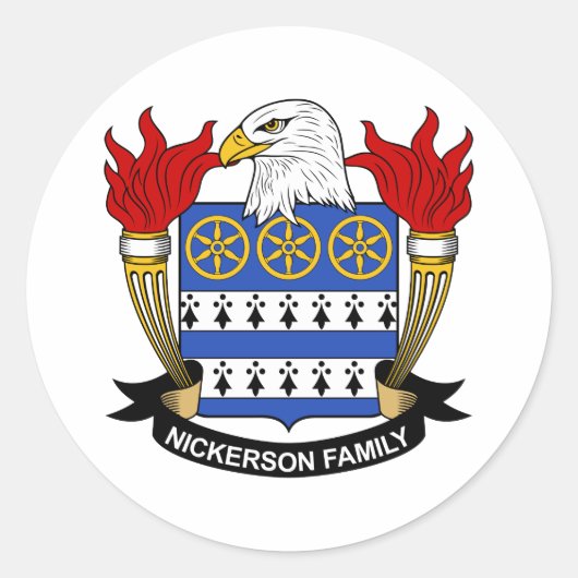 Nickerson Family Crest Ronde Sticker (Voorkant)