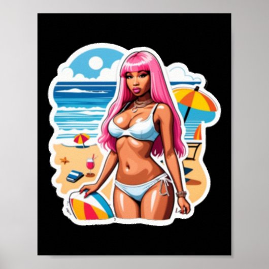 Nicki Minaj Beach Sticker Poster (Voorkant)