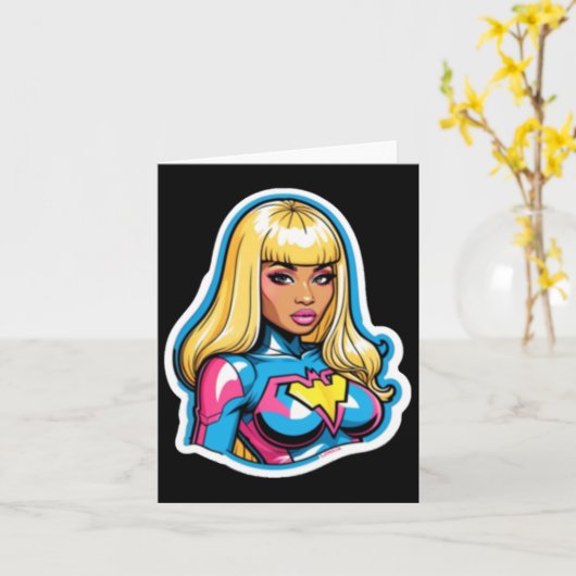 Nicki Minaj Superhero Sticker Kaart (Gele Bloem)