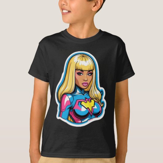 Nicki Minaj Superhero Sticker T-shirt (Voorkant)