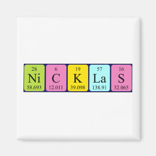 Nicklas periodieke tabelnaam magnet