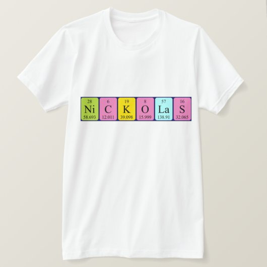 Nickolas periodiek lijstnaam shirt (Design voorkant)