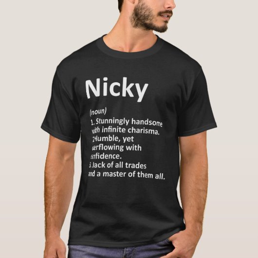 NICKY Definitie Gepersonaliseerde Naam Grappige Ve T-shirt (Voorkant)
