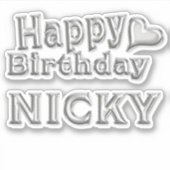 Nicky Happy Birthday silver Aufkleber Sticker (Voorkant)