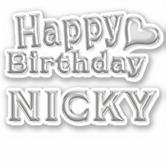 Nicky Happy Birthday silver Aufkleber Sticker (Voorkant)