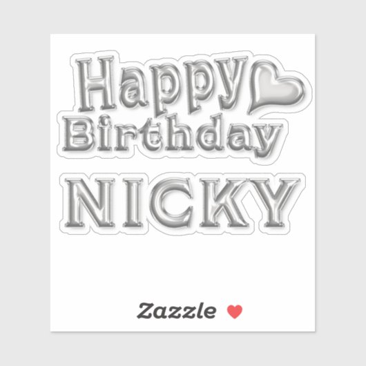 Nicky Happy Birthday silver Aufkleber Sticker (Vel)