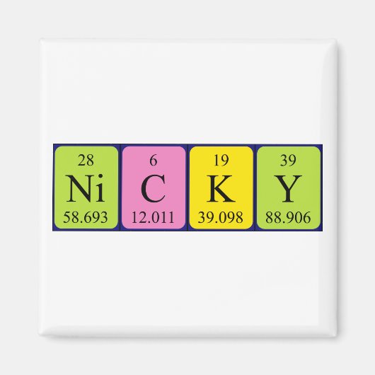 Nicky periodieke table name magnet (Voorkant)