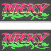 Nicky Vorname Name Graffiti Aufkleber Sticker (Voorkant)