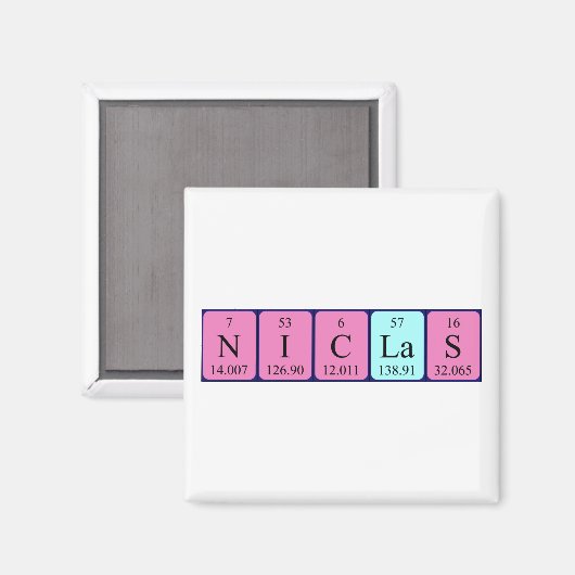Niclas periodiek table name magnet (Voorkant / Achterkant)