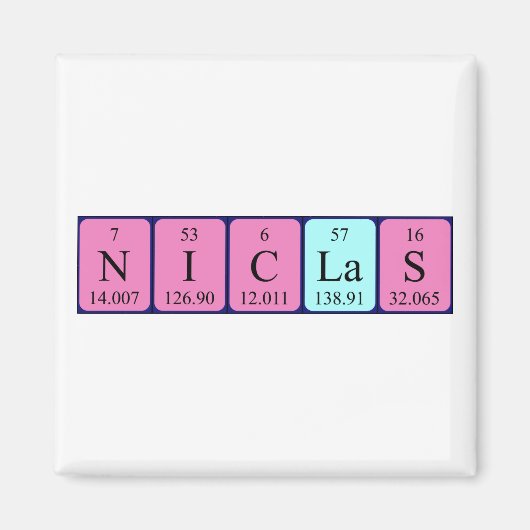 Niclas periodiek table name magnet (Voorkant)