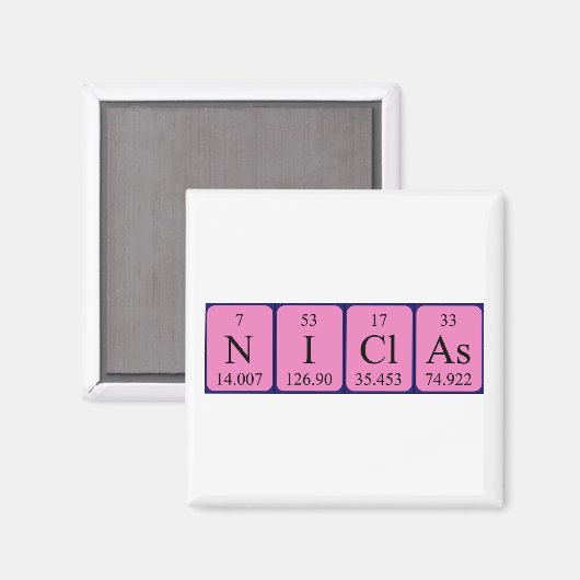 Niclas periodiek table name magnet (Voorkant / Achterkant)
