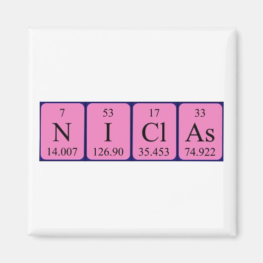 Niclas periodiek table name magnet (Voorkant)