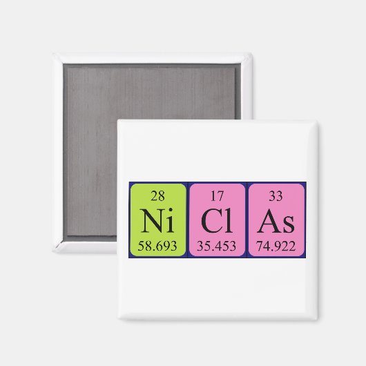Niclas periodiek table name magnet (Voorkant / Achterkant)