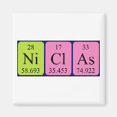 Niclas periodiek table name magnet (Voorkant)