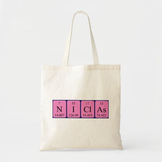 Niclas periodieke tabelnaam canvas tas (Voorkant)