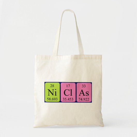 Niclas periodieke tabelnaam canvas tas (Voorkant)
