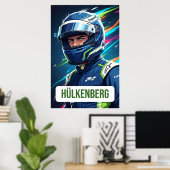 Nico Hülkenberg Racing Helmet Vector – Motorsport Poster (Thuiskantoor)