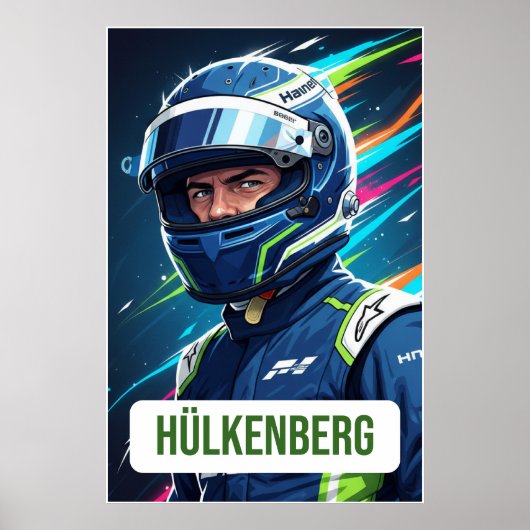 Nico Hülkenberg Racing Helmet Vector – Motorsport Poster (Voorkant)