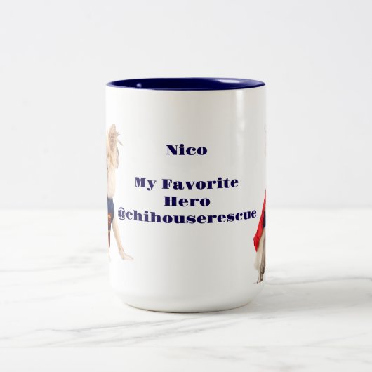 Nico, mijn favoriete held koffiekopje tweekleurige koffiemok (Center)