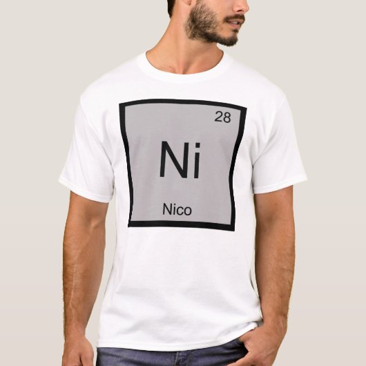 Nico Name Chemistry Element Periodieke Tabel T-shirt (Voorkant)