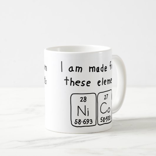 Nico periodieke mok van de lijstnaam (Voorkant rechts)