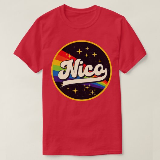Nico Rainbow in ruimte  stijl T-shirt (Design voorkant)