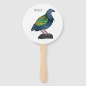 Nicobar duif vogel cartoon illustratie handwaaier (Achterkant)