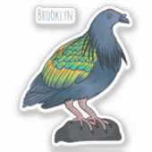 Nicobar duif vogel cartoon illustratie sticker (Voorkant)