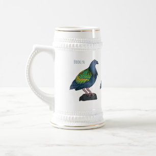 Nicobar pigeon bird cartoon illustratie bierpul