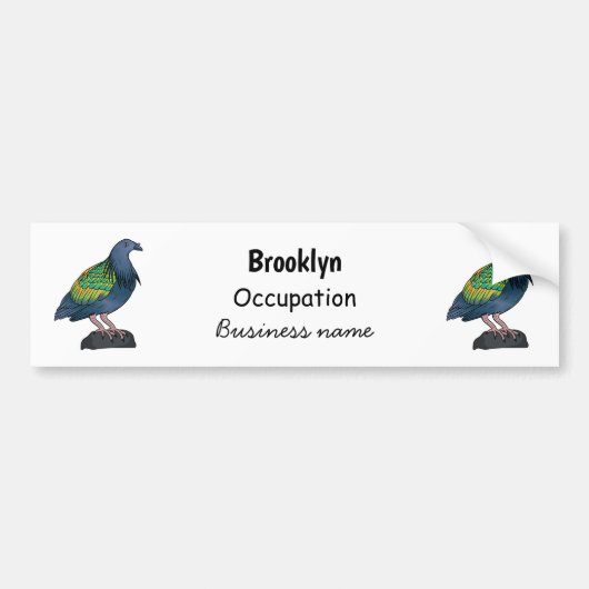 Nicobar pigeon bird cartoon illustratie bumpersticker (Voorkant)