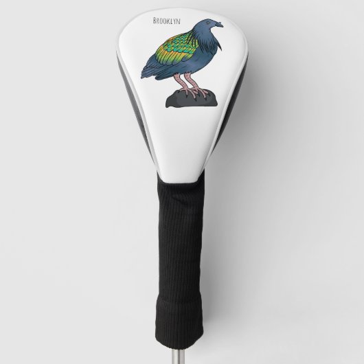 Nicobar pigeon bird cartoon illustratie golfheadcover (Voorkant)
